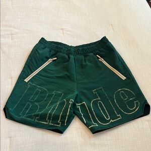 Rhude Forest Green Logo Zip Pocket Men’s Shorts